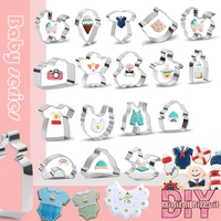 16pcs baby bottle shirt suspenders series cookie cutting die stainless steel styling diy baking tool cake kitchen biscuit mold
