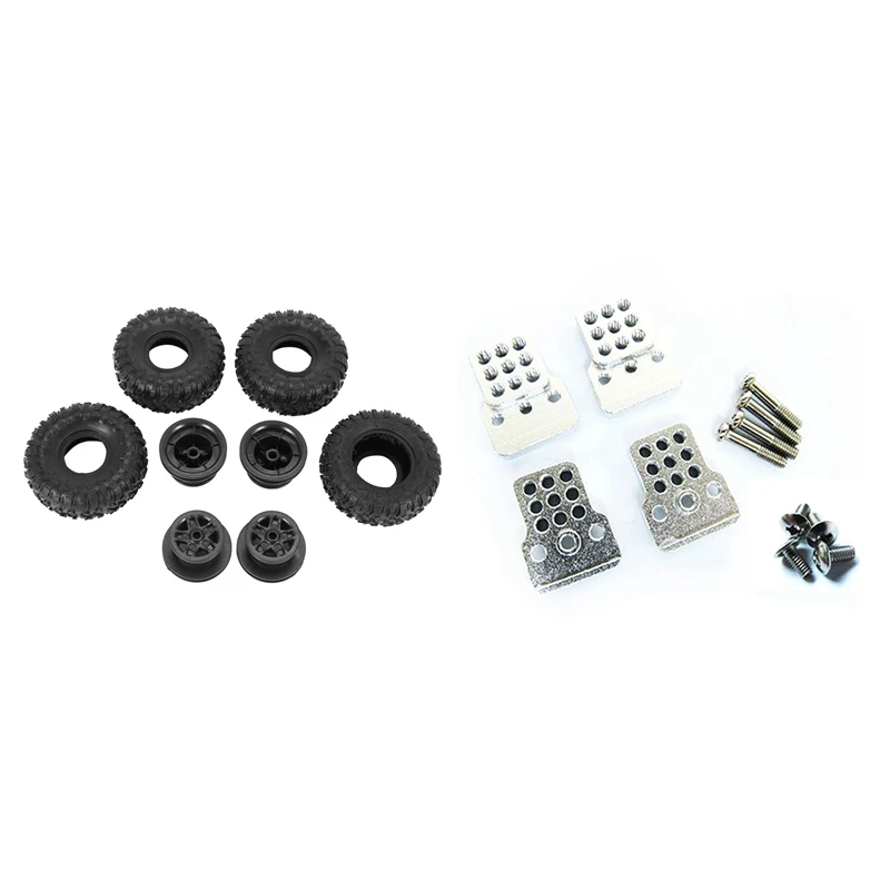 

4Pcs RC Car Metal Shock Tower Bracket Kits Shock Sbsorbers Extension Seatfor With 4 Pcs RC Car Tires Wheels Rims Set