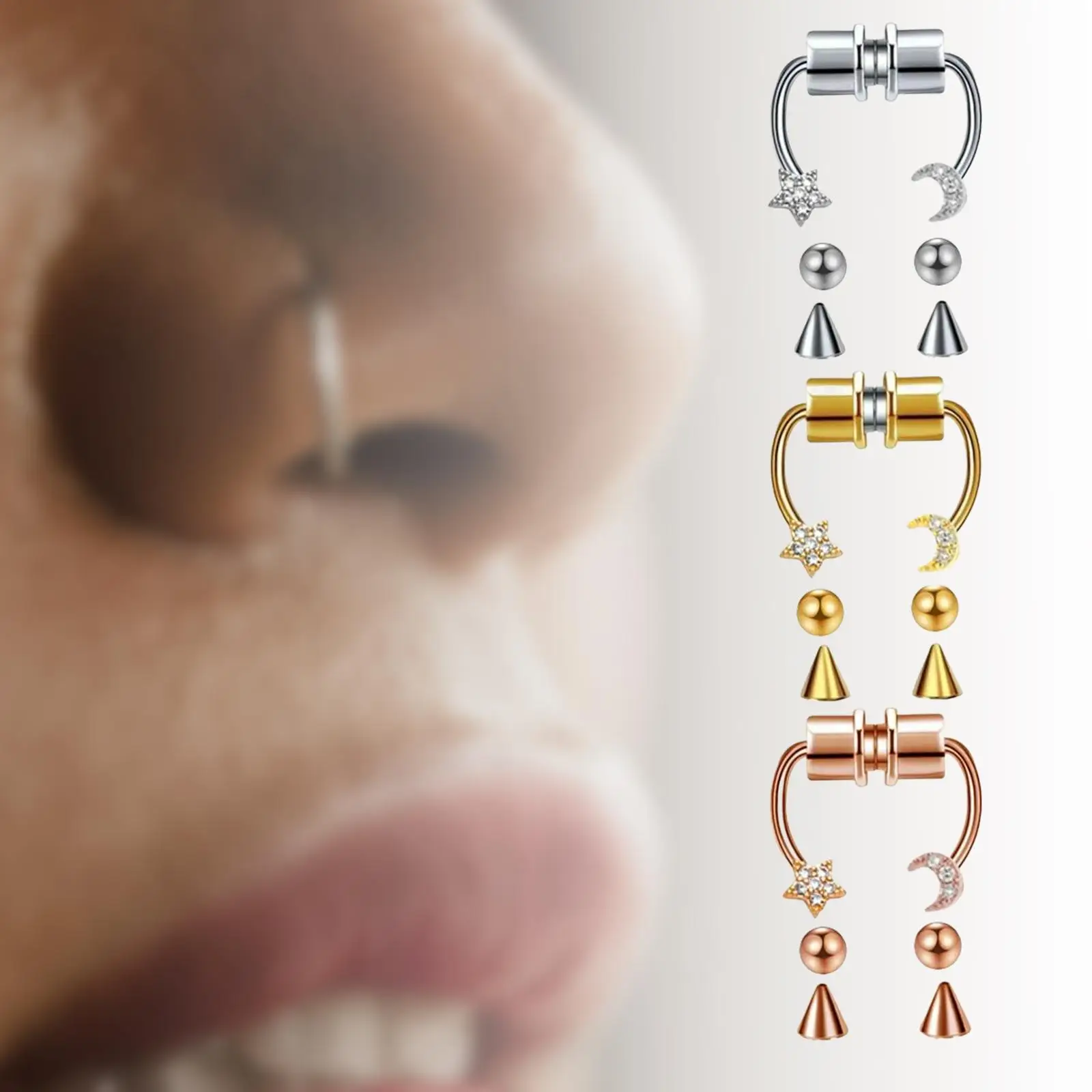 

Fake Nose Ring Magnetic Fake Piercing Stainless Steel Septum Gifts for Women