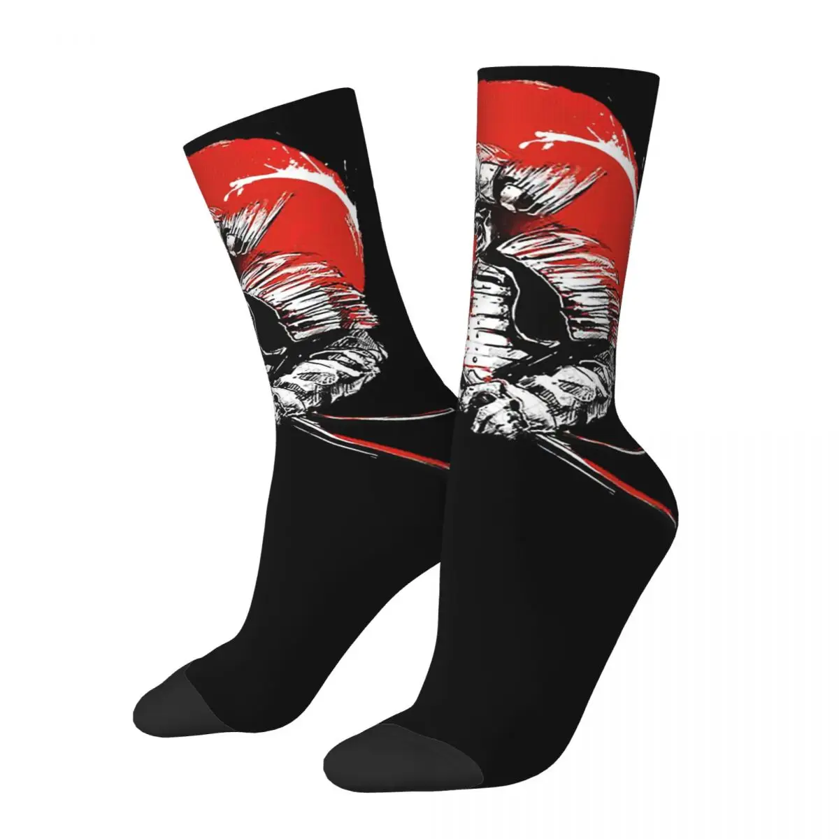 

Funny Men's compression Socks Sunset Samurai Warrior Retro Harajuku Katana Hip Hop Novelty Seamless Crew Crazy Sock Gift Printed