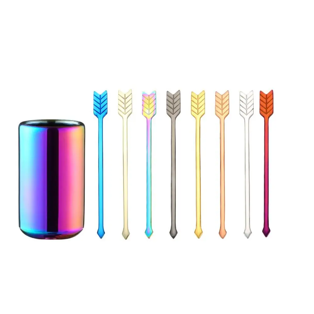 

8 pcs Bow and Arrow Bow and Arrow Stirring Rod 4.93 Inches Colorful Multi Colored Bow and Arrow Fruit Fork Stainless Steel