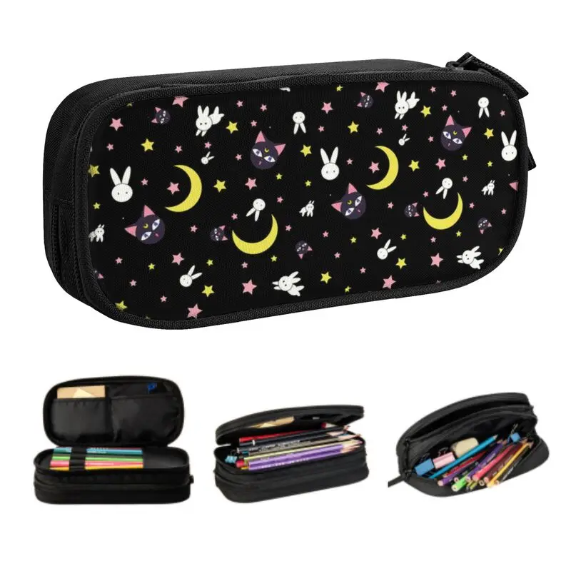 

Sailor Luna And Artemis Anime Pencil Cases for Girl Boy Large Storage Kitten Moons Pen Box Bag School Accessories