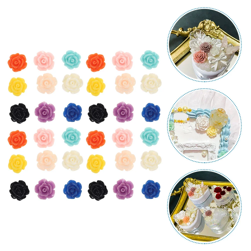

100 Pcs Resin Rose Flower Design Charm Bow Earrings Materials Making Pendants Shape DIY