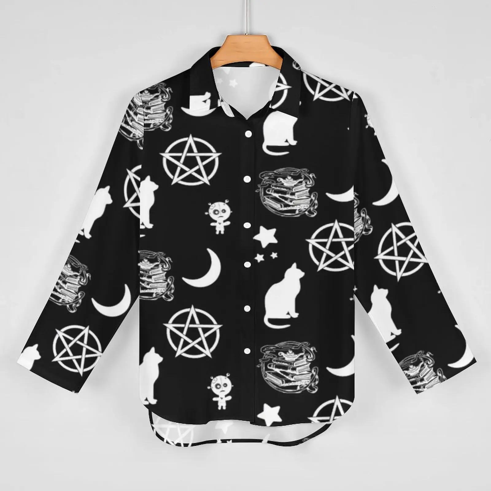 Блузка женская свободного покроя с длинным рукавом в готическом стиле - купить по