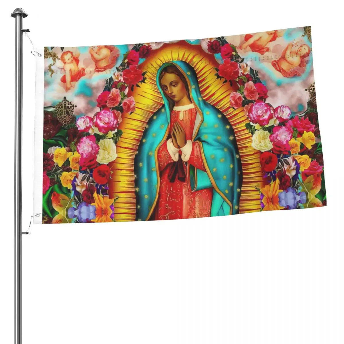 

Our Lady Of Guadalupe Religious Faith Hope Grace Peace Dove Christian Religion Easter House Flag Brass Grommets 2x3FT Flag