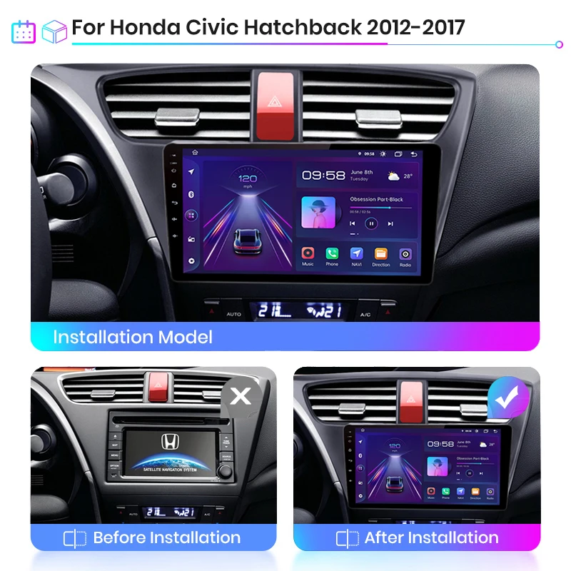 Автомагнитола Junsun V1pro 2 din Android для Honda Civic 9 FK FB 2012 - 2017 |