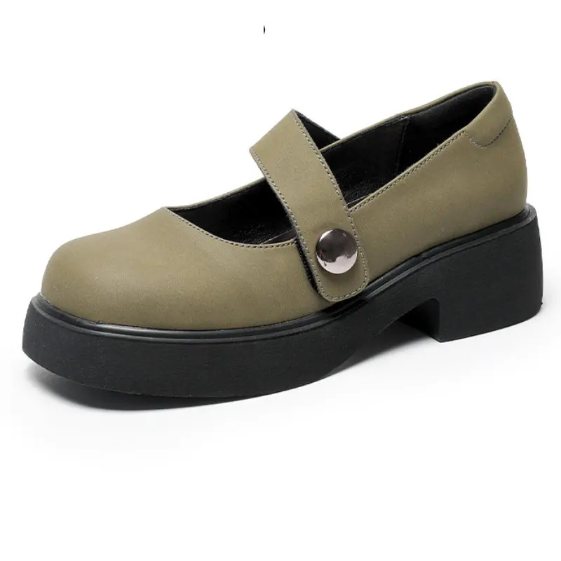 

5cm Genuine Leather Summer Ladies Concise Comfy Simple Lolita Preppy Style Uniform Mary Jane Round Toe Girl Loafers Shoes