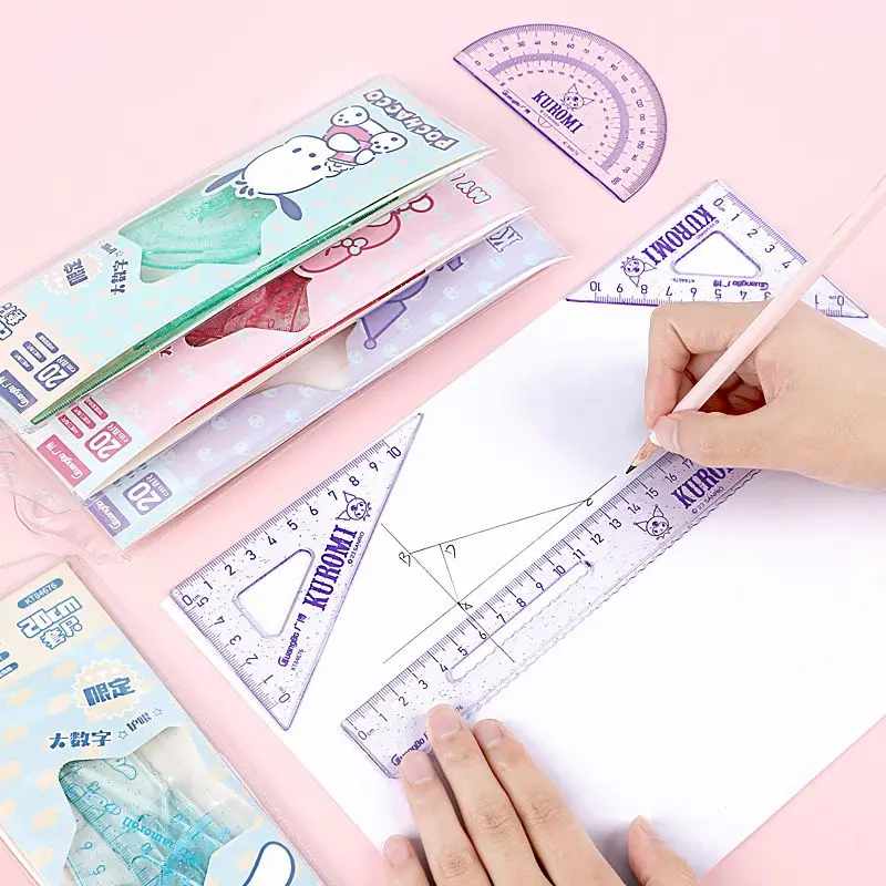 Линейка Sanrio Cinnamoroll My Melody Kuromi набор из четырех частей милая линейка для учеников с