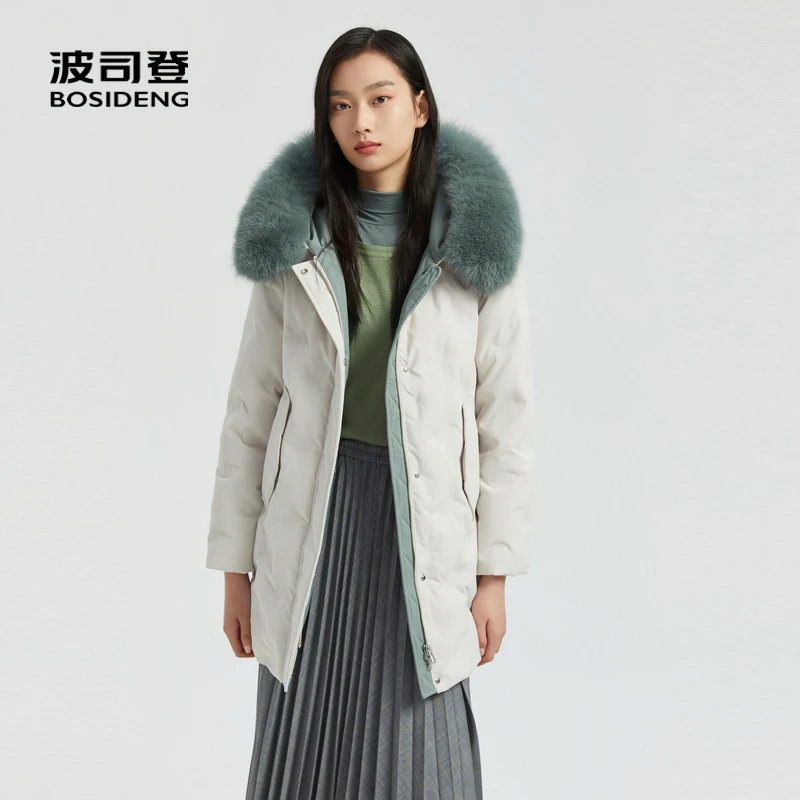 

BOSIDENG women down jacket real fur collar long down jacket high quality luxary B00145136