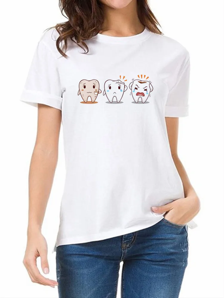 Женская футболка с принтом зубов и дантистов повседневные Забавные футболки