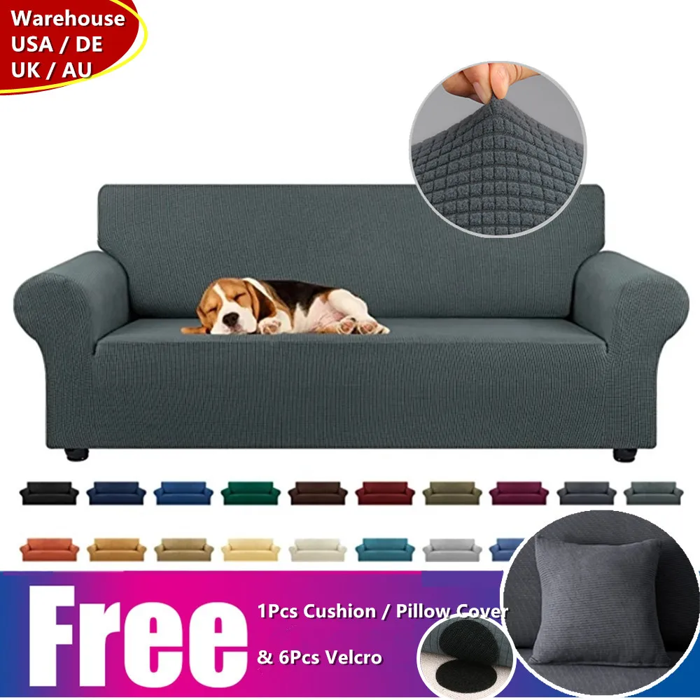 

Thick Elastic Sofa Cover Slipcover for Living Room Stretch Polar Fleece Armchair Cover 1/2/3/4 Seater L Shape Corner Sofa Covers