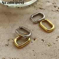 scalloped european trend stainless steel u shape hoop earrings ins street style 14k gold plated oval ear women statement jewelry