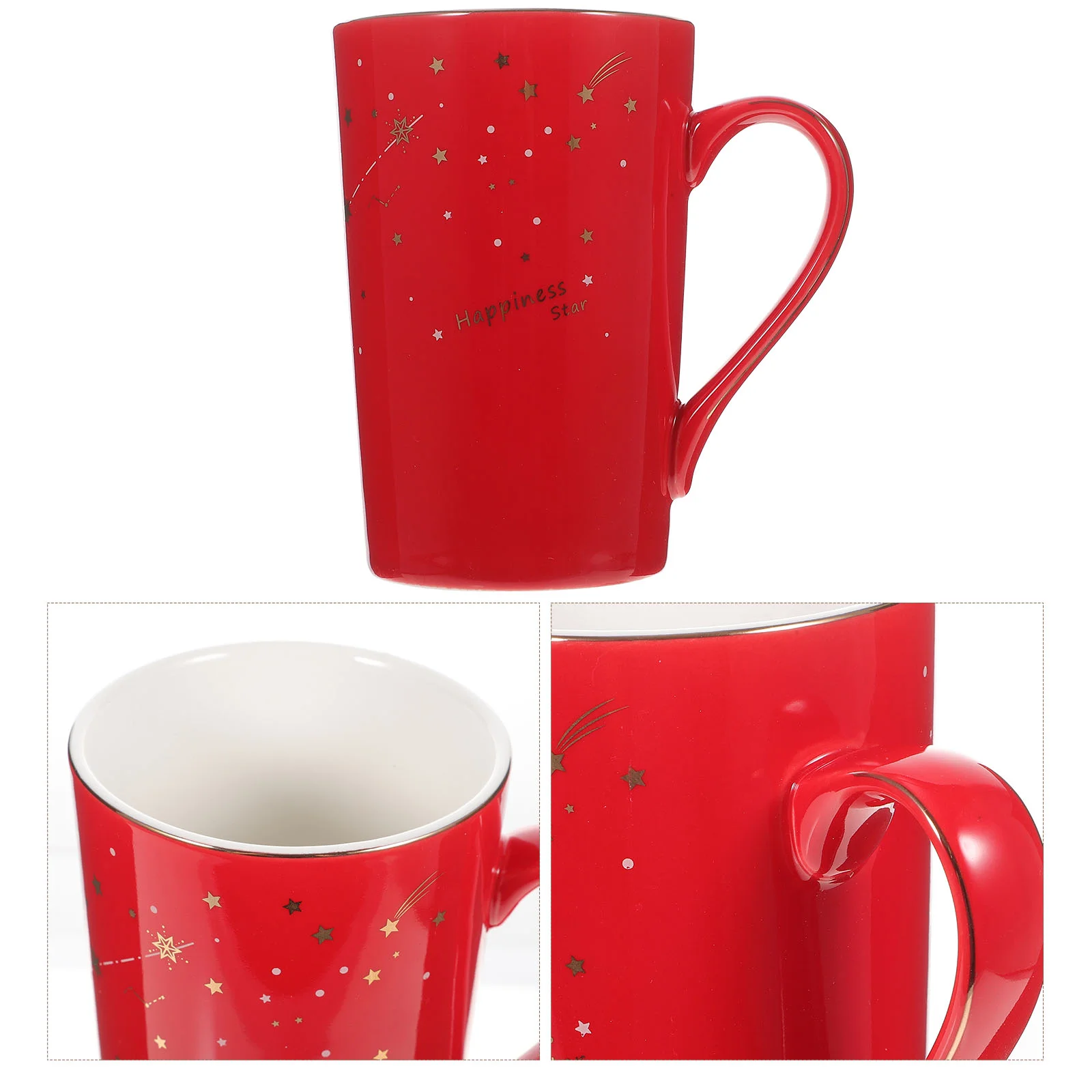 

Water Cup Mug Coffeedesktop Resistant Red Decorative Handheld Daily Heat Use Handle Household Drinking Mugs