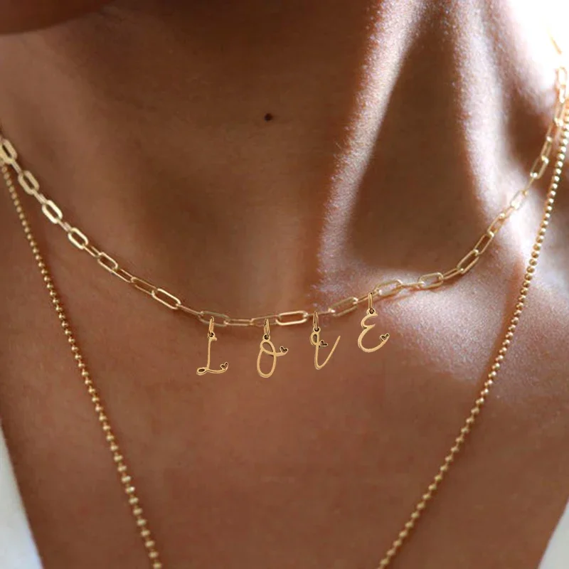 

Женские Подвески из нержавеющей стали с буквенным принтом в виде сердца и алфавита, кулон "инициалы" для изготовления ювелирных изделий, ожерелья на заказ, трендовые ювелирные изделия