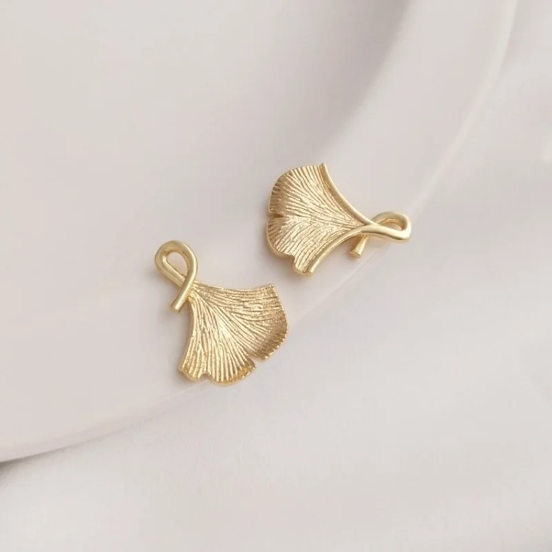 

4 шт. изящный гингко лист кулон Сделай Сам браслет ожерелье серьги ювелирные изделия латунь 14 К золото заполненный кулон 14*17 мм