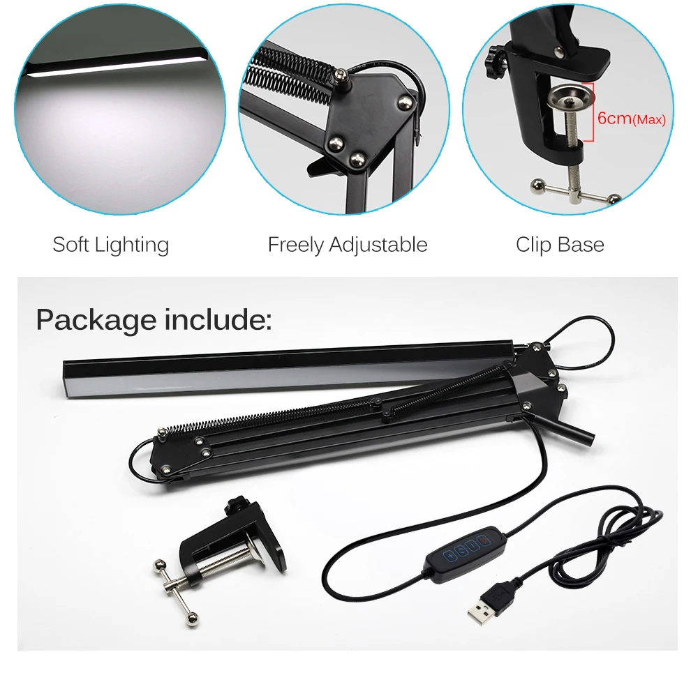 Светодиодсветодиодный Настольная лампа с настольным зажимом светильник