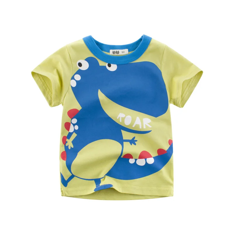 Boy Summer Short Sleeve T-Shirts Girl Casual Cartoon Dinosaur Tee Shirt Toddler CrewNeck Top Kids Wear Fashion Children Clothing