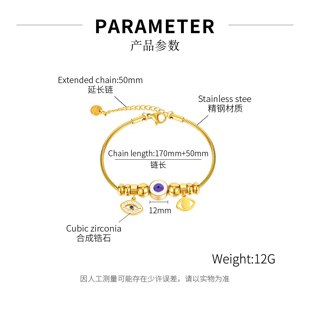 Titanium Steel Devil's Eye Hand Jewelry Wholesale Stainless Steel Personalized Gold Snake Bone Bracelet Female