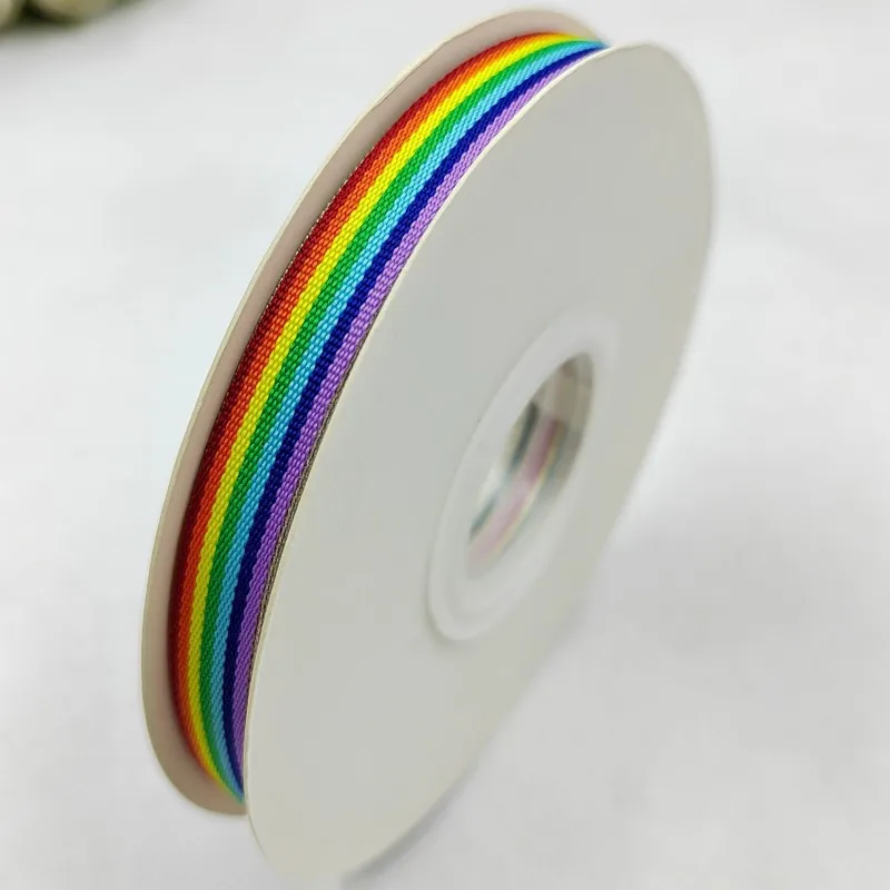 100 ярдов Полиэстеровая цветная Радужная лента в полоску для одежды обуви шляп