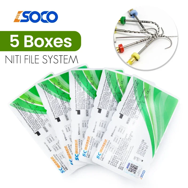 Гибкие эндододонтические инструменты SOCO 5 коробок высококачественный Никель