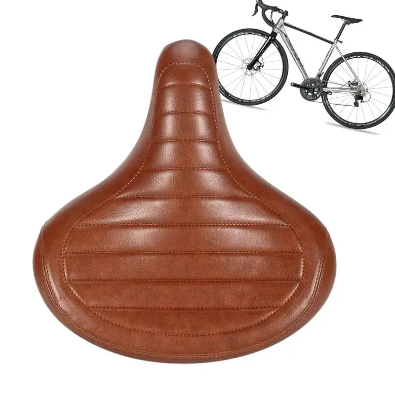 

Comfortable Bike Seat PU Leather Bicycle Saddle Retro Seats Highly Reboud Bicycle Saddles With Shock Absorption For Folding