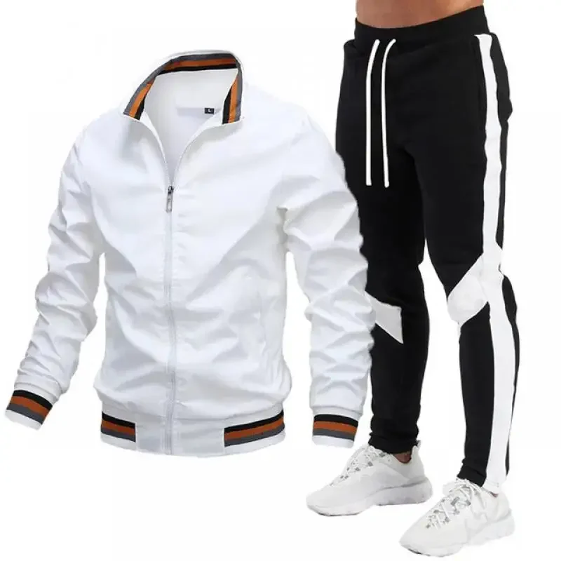 

2023 New Fashion Mens Casual Jacket + Pants Set High Quality Running Sports Spring and Autumn Customize Logo Men's Clothing