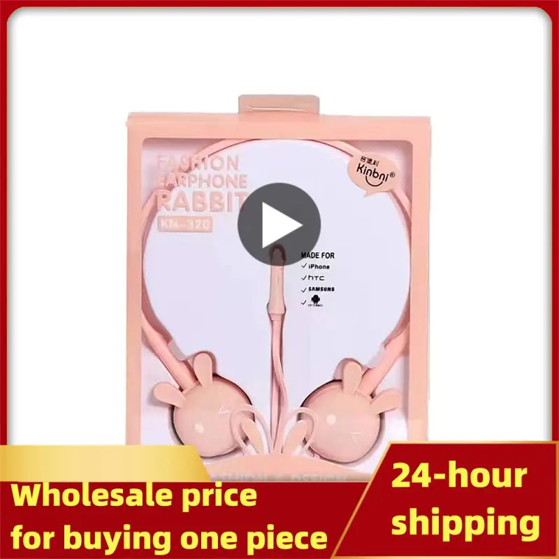 

Rabbit Headphone Cute Cartoon Headset Wired Headphones Headset 3.5mm Audio Jack With Microphone 1.2 M Cable Kids Headphones