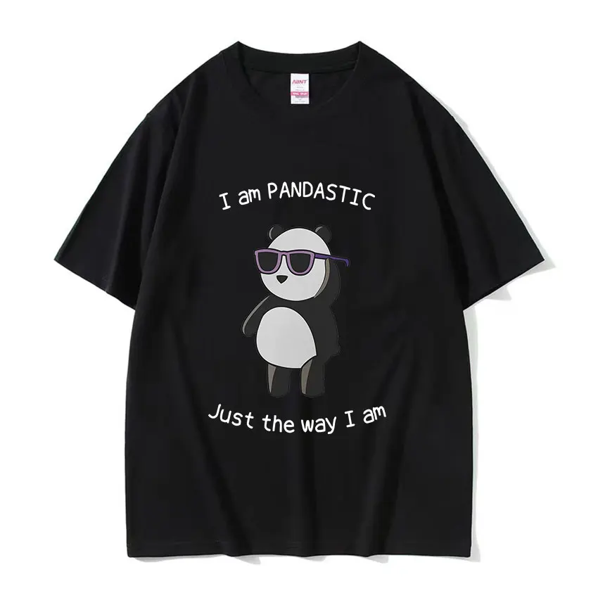 

I Am Pandastic Cool Glasses Graphic T Shirt Cute Funny Panda Short Sleeve T-Shirt Men Women Casual Cotton Tops Oversized Tees