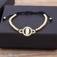 aibef high quality zircon virgin mary hollow out gold plated bracelet handmade beads adjustable unisex retro religious jewelry