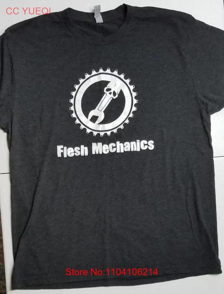 Мужская большая футболка Flesh Mechanics с короткими рукавами темно-серая рисунком Next