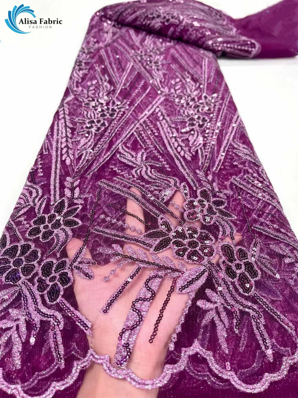 

2023 Высококачественная модная вышитая французская Тюлевая кружевная ткань с блестками, африканская кружевная ткань для нигерийской свадьбы