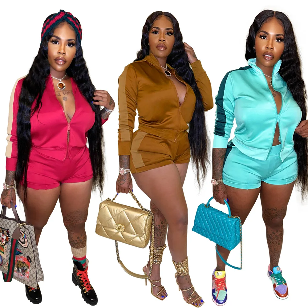 

Женский спортивный костюм на молнии, весенний комплект из куртки и брюк, 2022