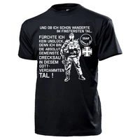 and though i walk through the valley of the shadow of death german soldier tshirt mens o neck short sleeve tshirt s 3xl