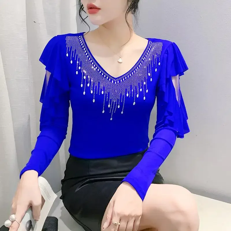 Осень 2024 новый женский модный универсальный топ с длинными рукавами