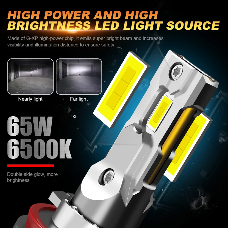 Фото Светодиодная лампа EURS 130W F7 H4 H7 Canbus Автомобильная фара s H11 H8 H9 светодиодный ная фара 9005 HB3 9012 9006 HB4 противотуманная фара 6500 лм K 12 в 24 В №5