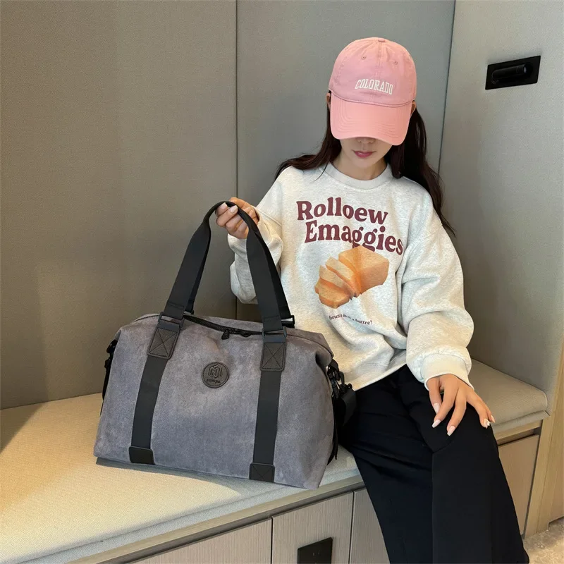 Новая замшевая дорожная сумка Женская портативная спортивная и фитнес-сумка