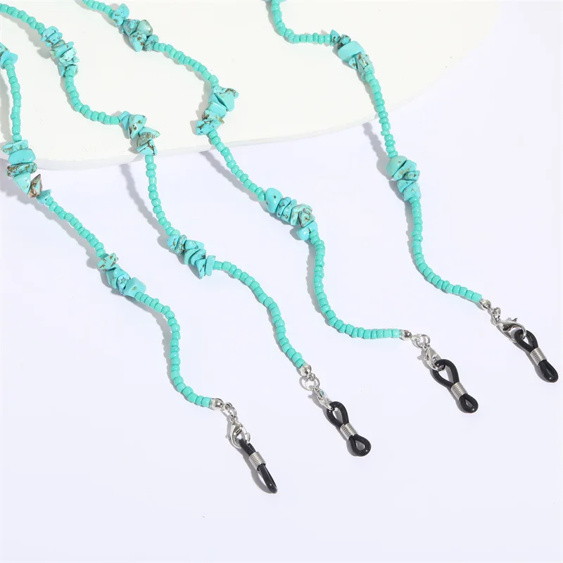 

2022 New 1Pc Irregular Nature Stone Green Beads Splicing Glasses Chain Retro Beads Anti-lost Eyeglass Sunglass Chain Mask Chain