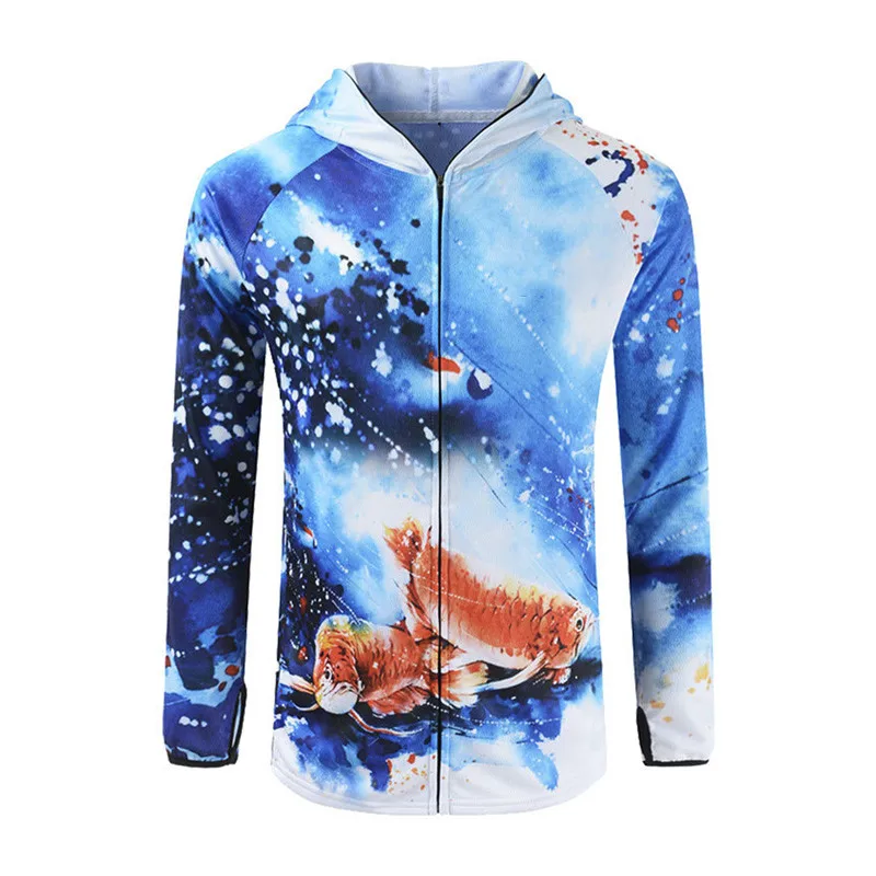 2024 Men's Hooded Digital Printing Fishing Shirt Long Sleeve Custom Wholesale Waterproof Fishing Shirts UV Protection Quick Dry enlarge