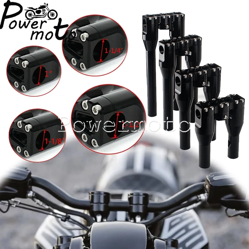 

Straight Rise Style Handlebar Risers Kit 1" 1-1/8" 1-1/4" 1-1/2"Handle Bar Riser Clip On Top Clamp for Harley Chopper Cafe Racer