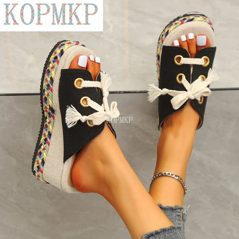 Босоножки женские на танкетке повседневная обувь толстой подошве туфли-лодочки