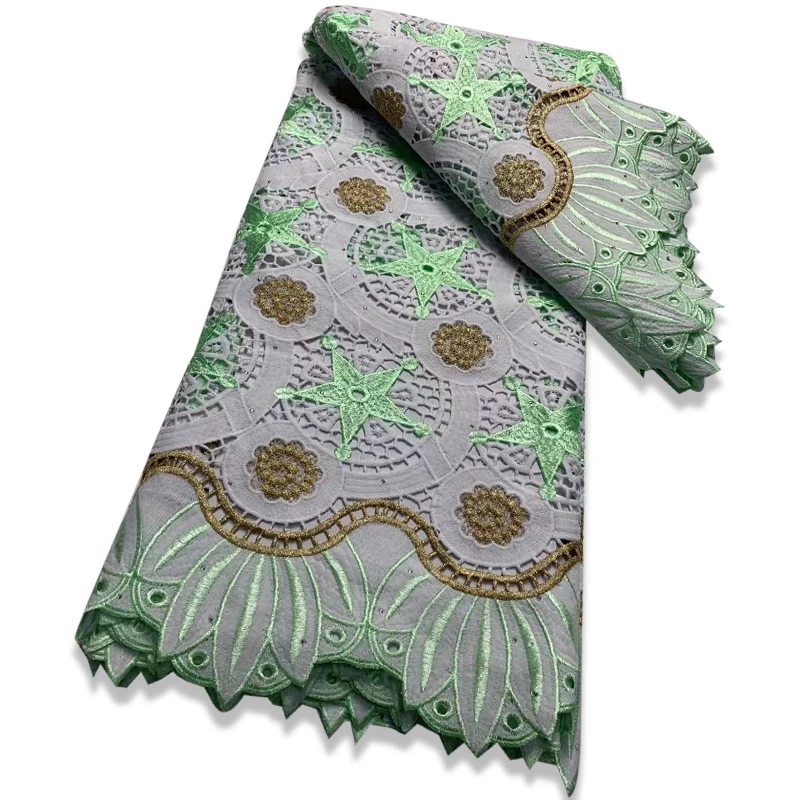 

High Quality Water Soluble African Cord Lace Fabric With Star Nigerian Guipure Cord Lace For Wedding Party Sewing Women Dress A2