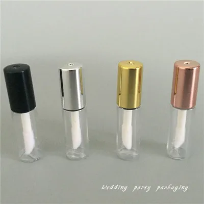 1.2ML Rose Gold Empty Lip Gloss Tube,DIY Plastic Elegant Liquid Lipstick Container,Round mini lipgloss sample bottle