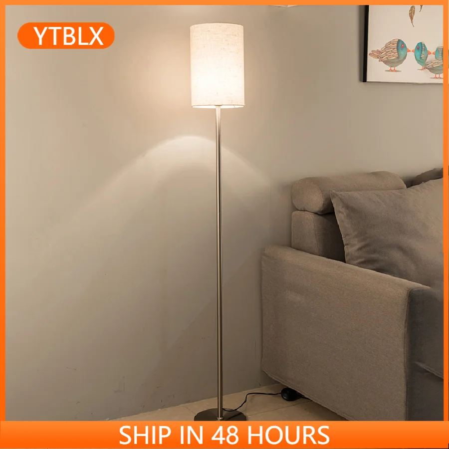 

Modern Minimalist Fabric Shade Led Floor Lamp Study Living Room Home Decor Indoor Lighting Standing Light Bedroom Bedside Lamp
