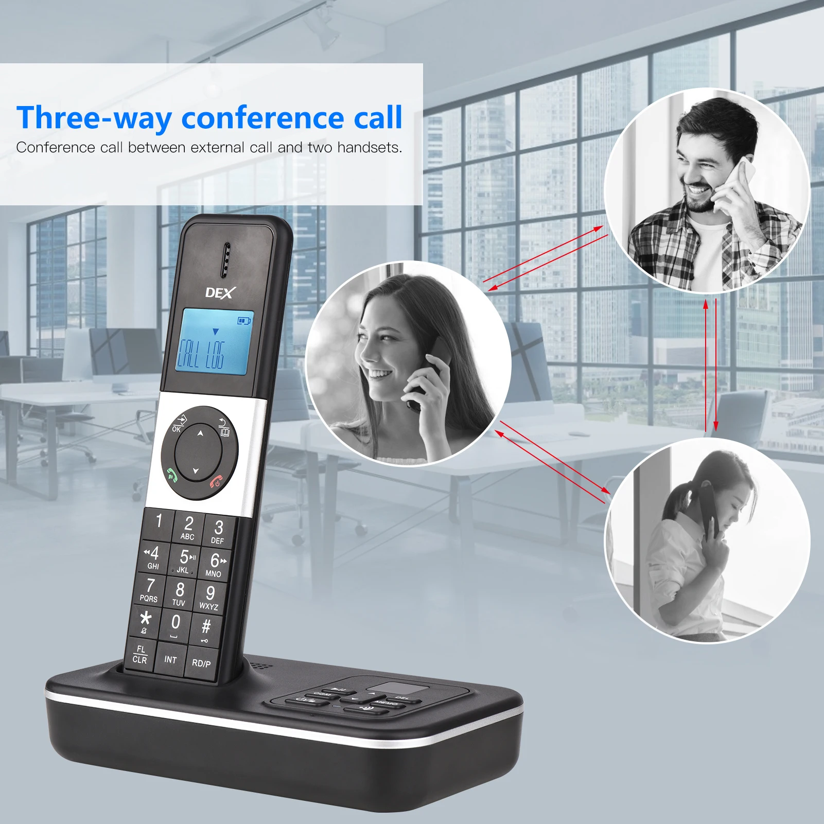 2-х беспроводной телефон PSTN с ответчиком, идентификатор звонка/звонок,  ЖК-дисплей, 16 языков, для офиса и дома | AliExpress
