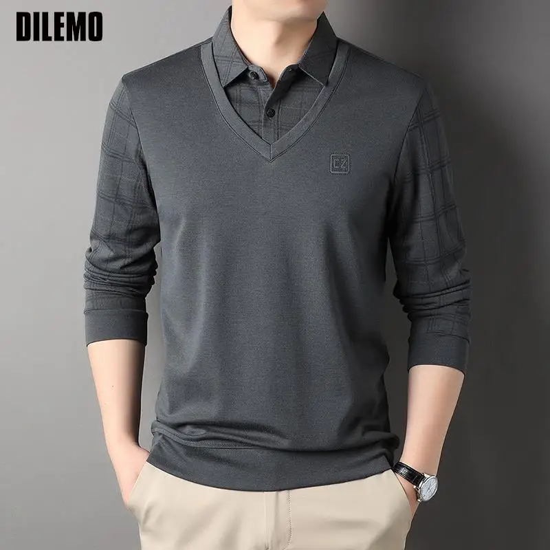 

Top Grade Wool 4.7% New Fashion Brand Knit Pullover Fake Two Collared Mens Preppy Look Jumpers Sweaters Casual Mens Clothes