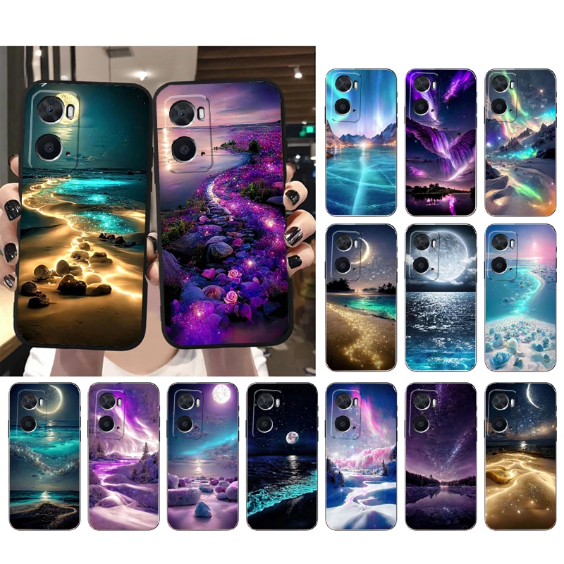 

Night Sky Moon Aesthetic Phone Case for OPPO A77 A57 A57S A78 A96 A91 A54 A74 A94 A73 A52 A53A53S A15 A16 A17 Funda