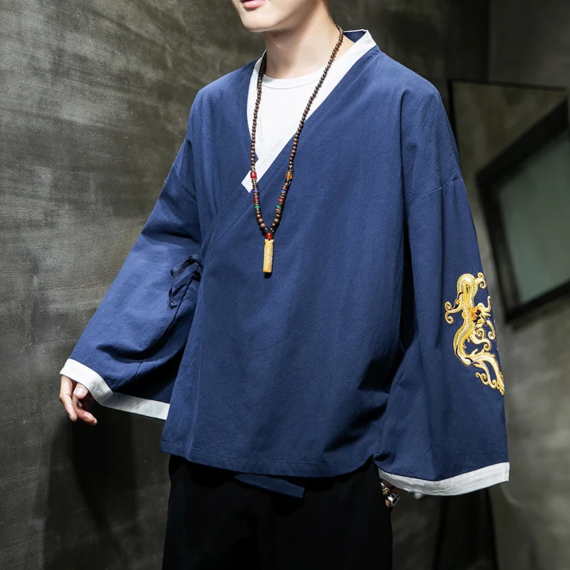 Традиционное китайское платье с вышивкой мужская одежда Hanfu кардиган в