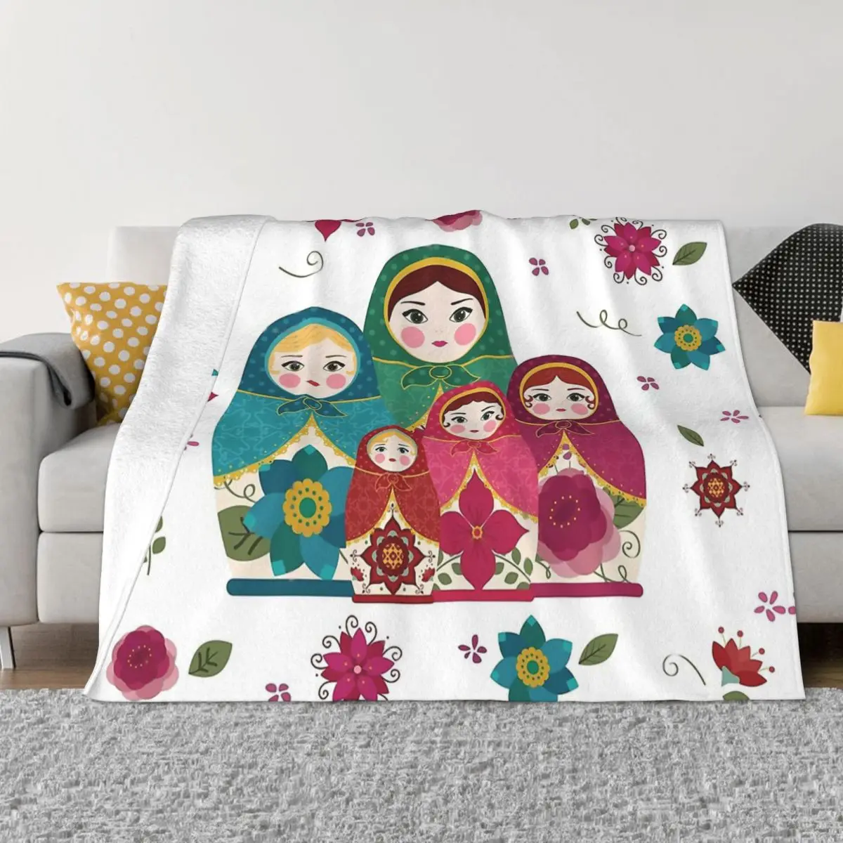 

Matryoshka Doll Russian Culture Blankets Coral Fleece Plush Decoration Bedroom Bedding Couch Bedspread