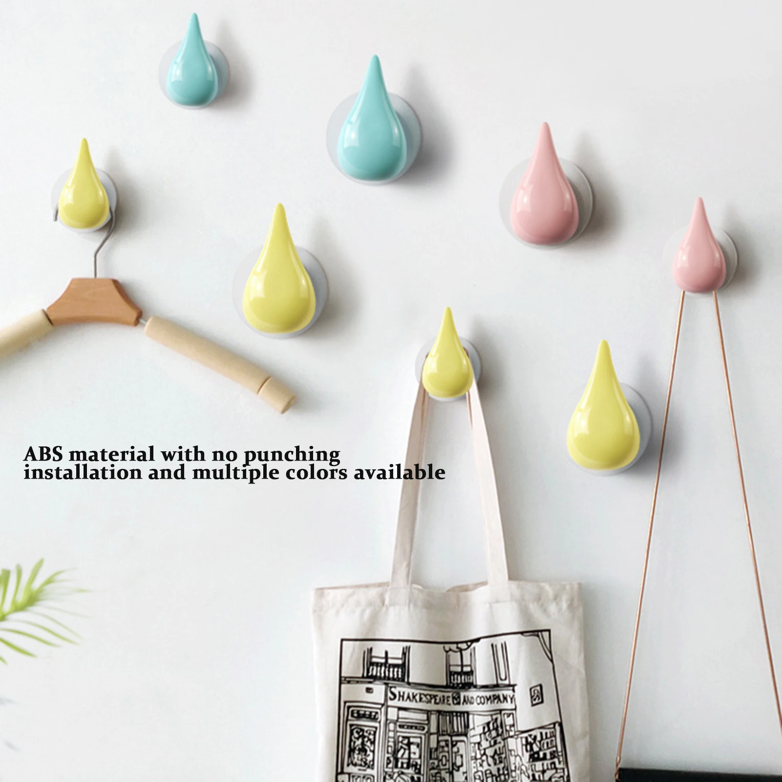 

Self Adhesive Wall Hook Cartoon Water-Drop Shape Key Storage Hanger Multi-Function Clothes Towel Cap Coat Rack Kitchen Organizer