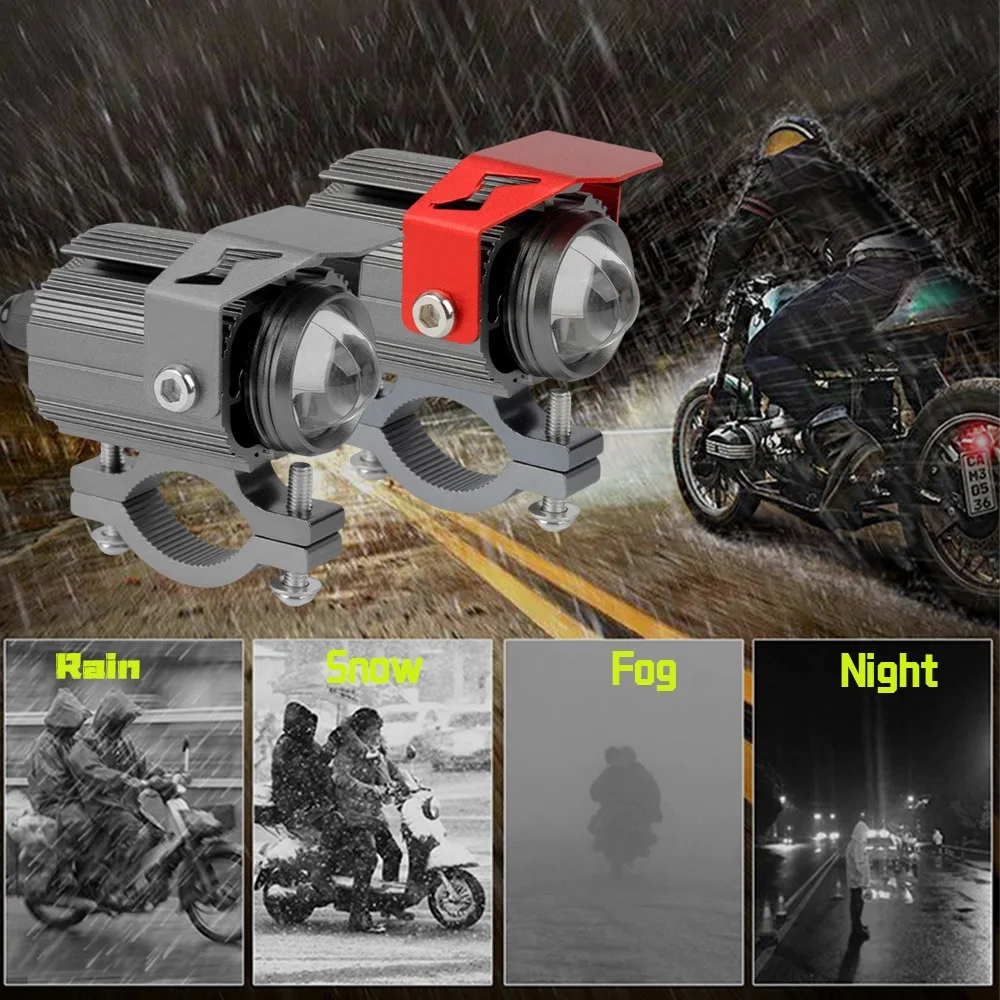 

1/2 шт. полезные мотоциклетные велосипеды, головная лампа, уличные мотоциклетные светодиодные фары, противотуманные фары, ДХО, фары, мотоциклетный прожектор для вождения